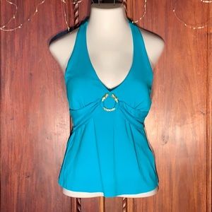 NWT Cache’ Turquoise Sexy Stretch Snake Halter M L